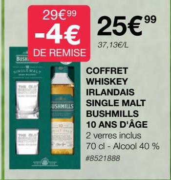 coffret whiskey irlandais single malt bushmills 10 ans d'âge