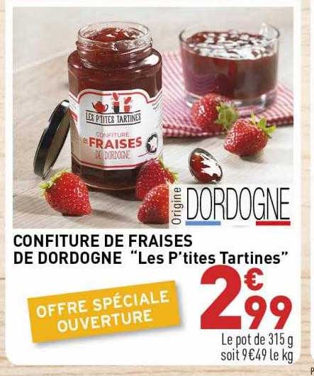 confiture de fraises de dordogne "les p'tites tartines"