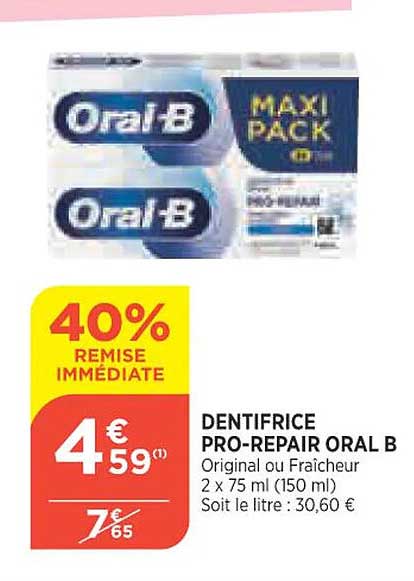 dentifrice pro-repair oral b