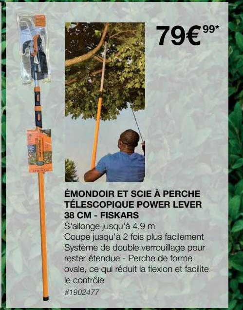 émondoir Et Scie à Perche Télescopique Power Lever 38 Cm - Fiskars