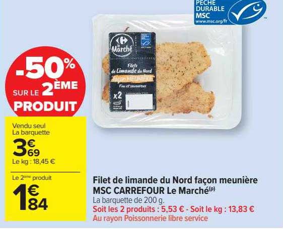 filet de limande du nord façon meunière msc carrefour le marché