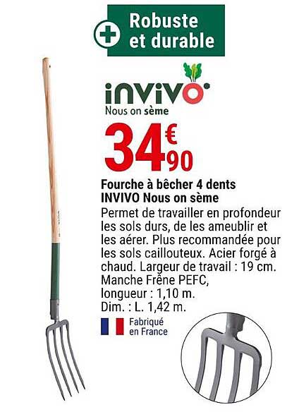 fourche à bêcher 4 dents invivo nous on sème