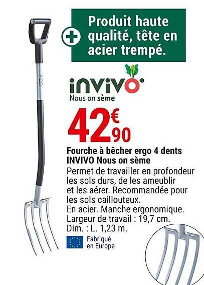 fourche à bêcher ergo 4 dents invivo nous on sème