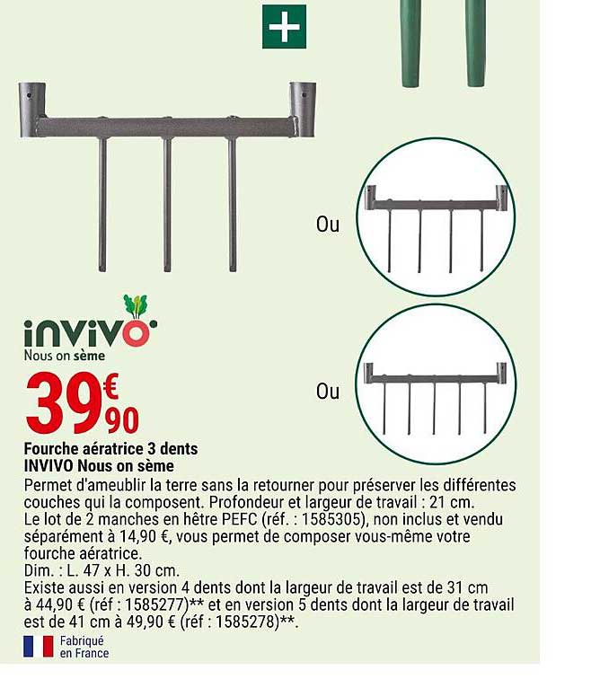 fourche aératrice 3 dents invivo nous on sème