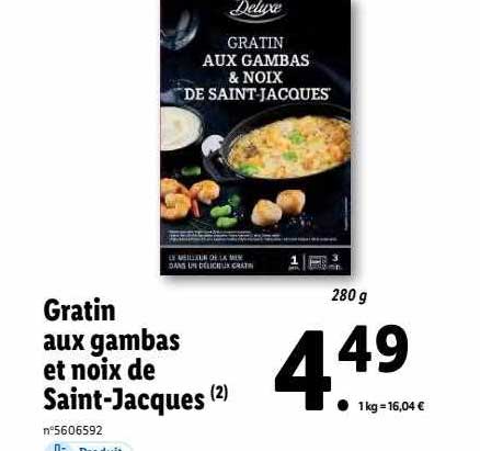 gratin aux gambas et noix de saint-jacques deluxe