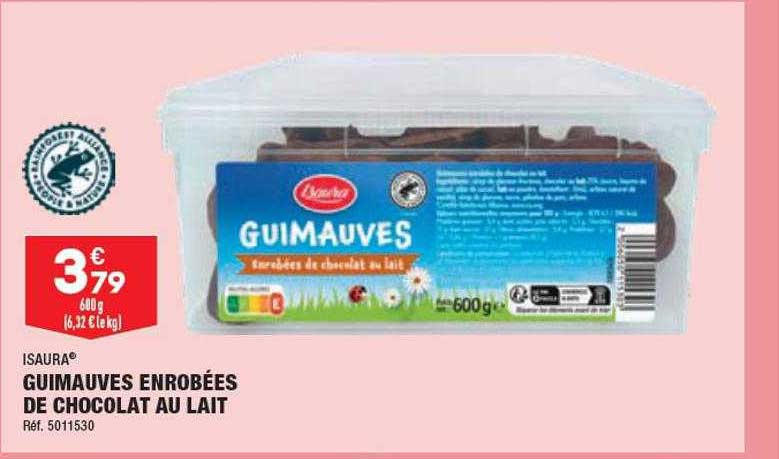 guimauves enrobées de chocolat au lait isaura