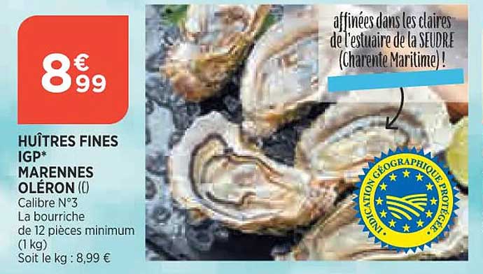 huîtres fines igp marennes oléron