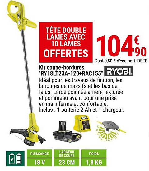 kit coupe-bordures "ry18lt23a-120+rac155" ryobi