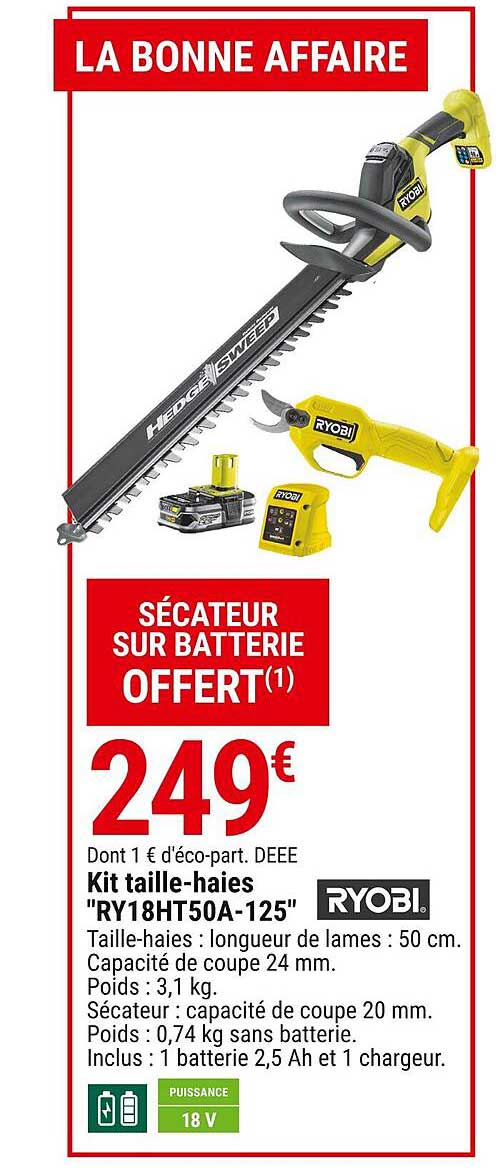kit taille-haies "ry18ht50a-125" ryobi
