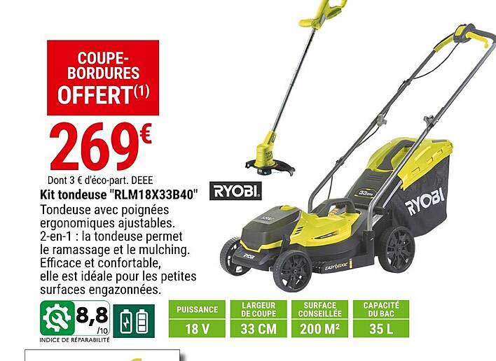 Kit Tondeuse "rlm18x33b40" Ryobi