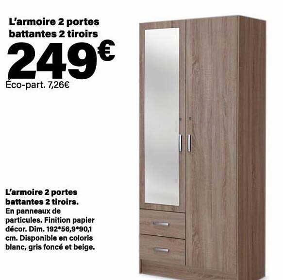 l'armoire 2 portes battantes 2 tiroirs