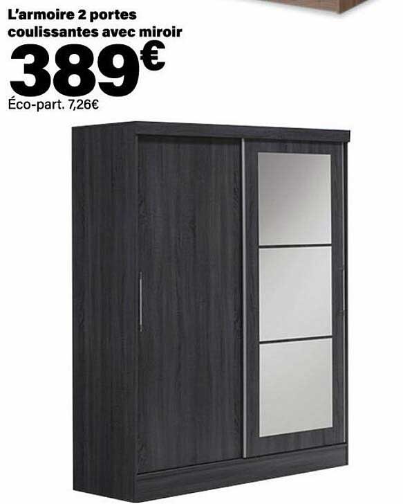 l'armoire 2 portes coulissantes avec miroir
