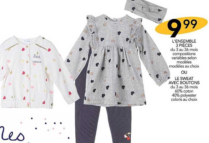 l'ensemble 3 pièces ou le sweat avec boutons