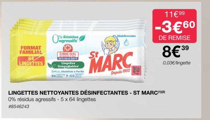 lingettes nettoyantes désinfectantes - st marc
