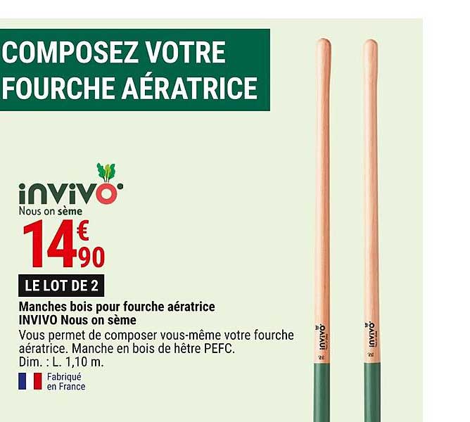 manches bois pour fourche aératrice invivo nous on sème