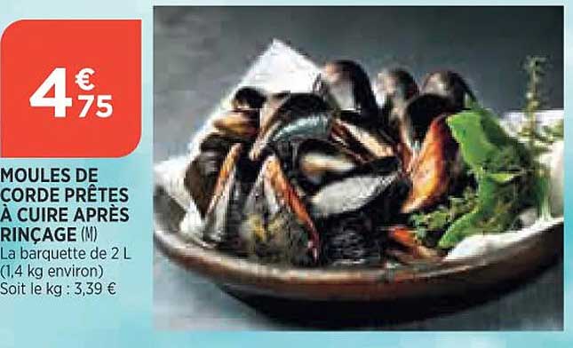 moules de corde prêtes à cuire après rinçage