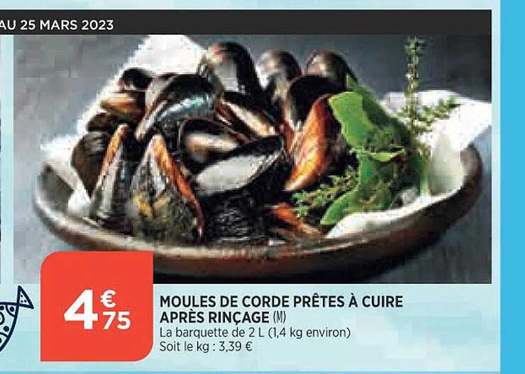 moules de corde prêtes à cuire après rinçage