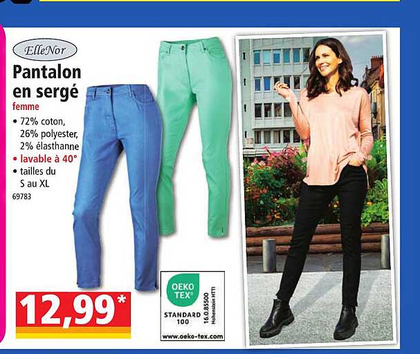 pantalon en sergé femme elleNor