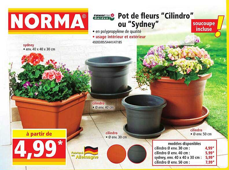 pot de fleurs "cilindro" ou "sydney" powertec garden