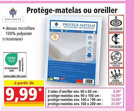 protège-matelas ou oreiller dreamtex