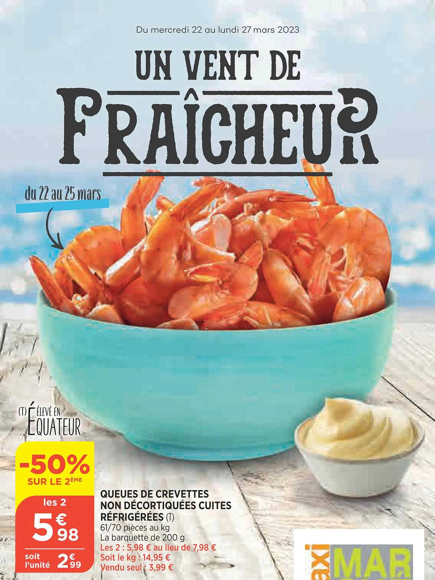 queues de crevettes non décortiquées cuites réfrigérées