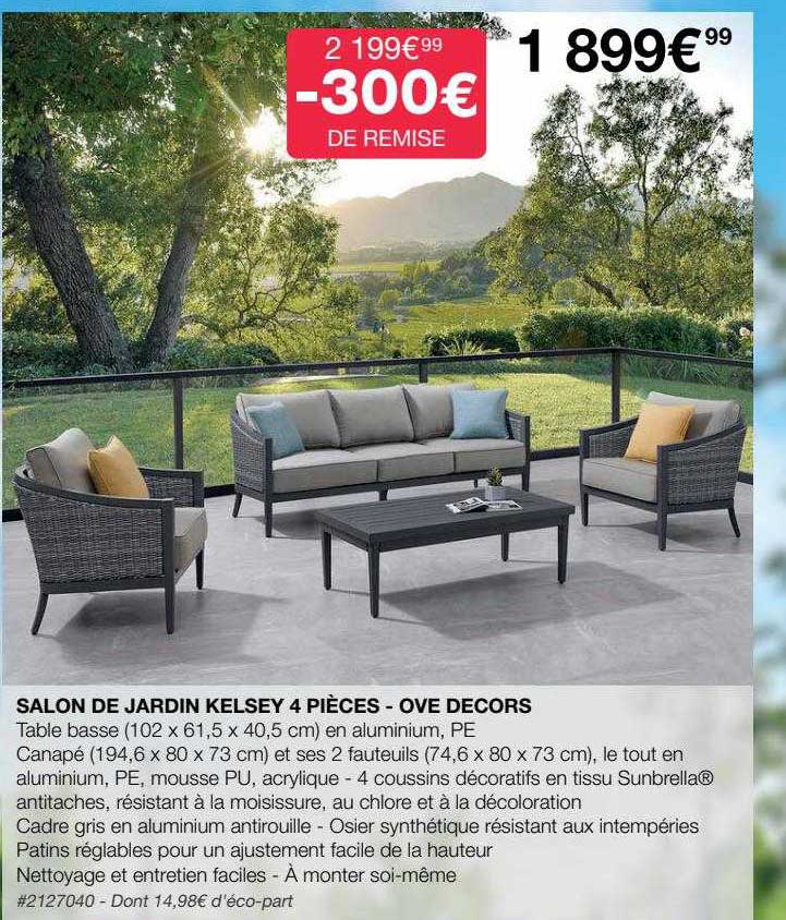 salon de jardin kelsey 4 pièces - ove decors