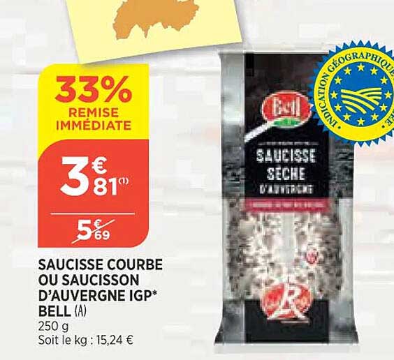 Saucisse Courbe Ou Saucisson D'auvergne Igp Bell