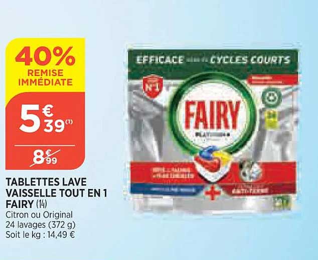 tablettes lave vaisselle tout en 1 fairy