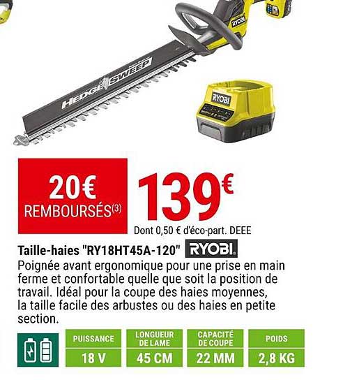 taille-haies "ry18ht45a-120" ryobi