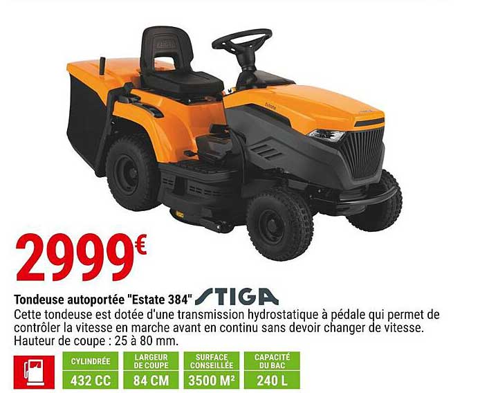 tondeuse autoportée "estate 384" stiga