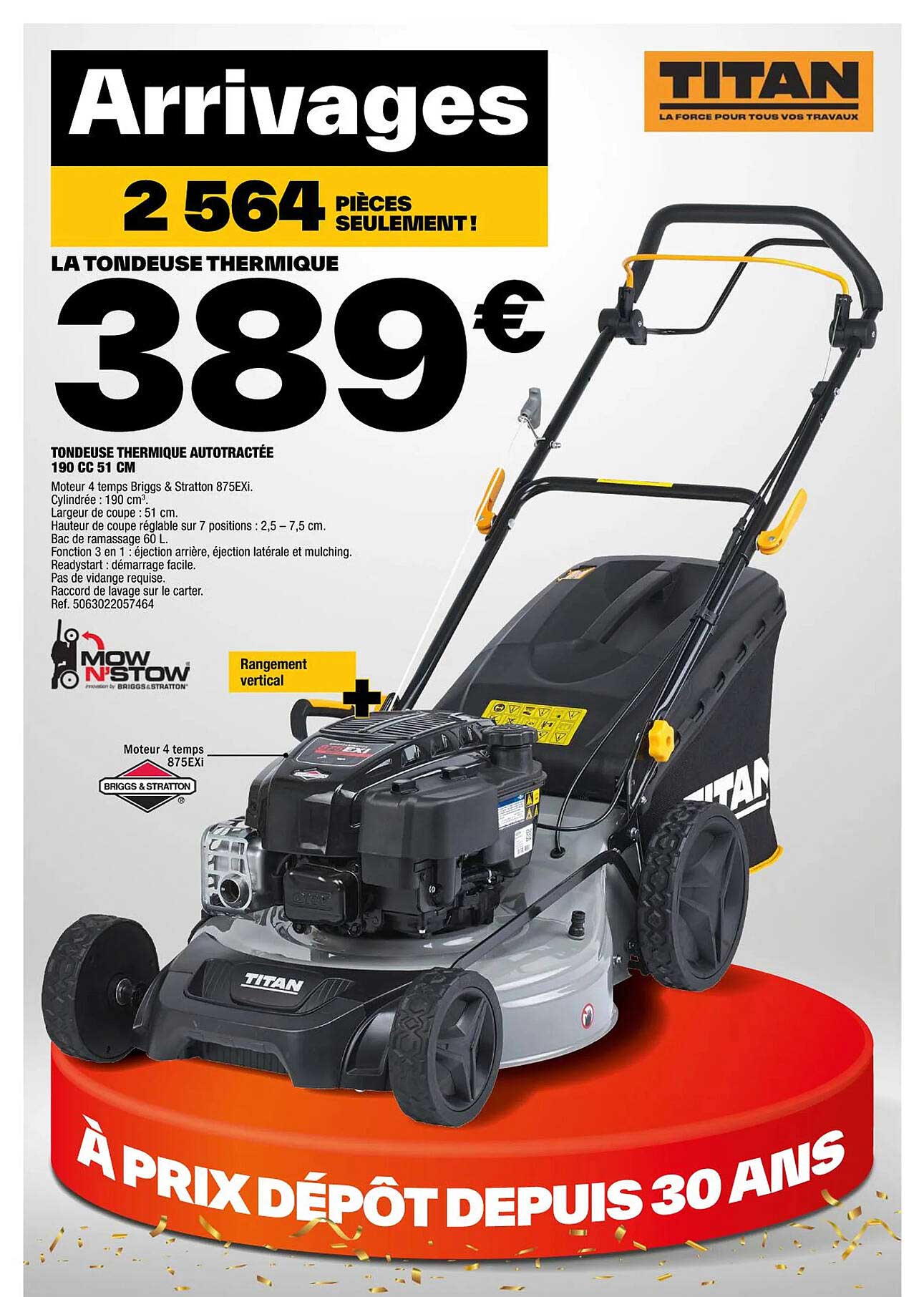 tondeuse thermique autotractée 190 cc 51 cm titan