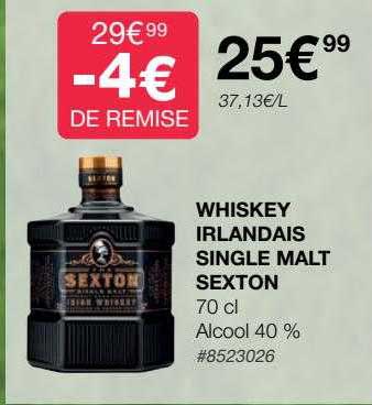Whiskey Irlandais Single Malt Sexton