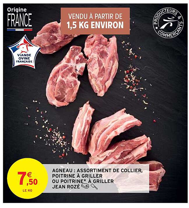 agneau : assortiment de collier, poitrine à griller jean rozé