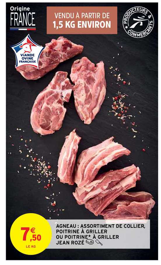 agneau : assortiment de collier, poitrine à griller ou poitrine à griller jean rozé