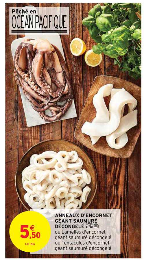 anneaux d'encornet géant saumuré décongelé