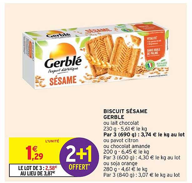Biscuits Sésame Gerblé
