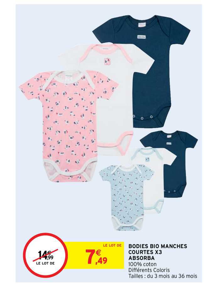 bodies bio manches courtes x3 absorba