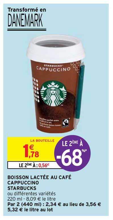 boisson lactée au café cappuccino starbucks