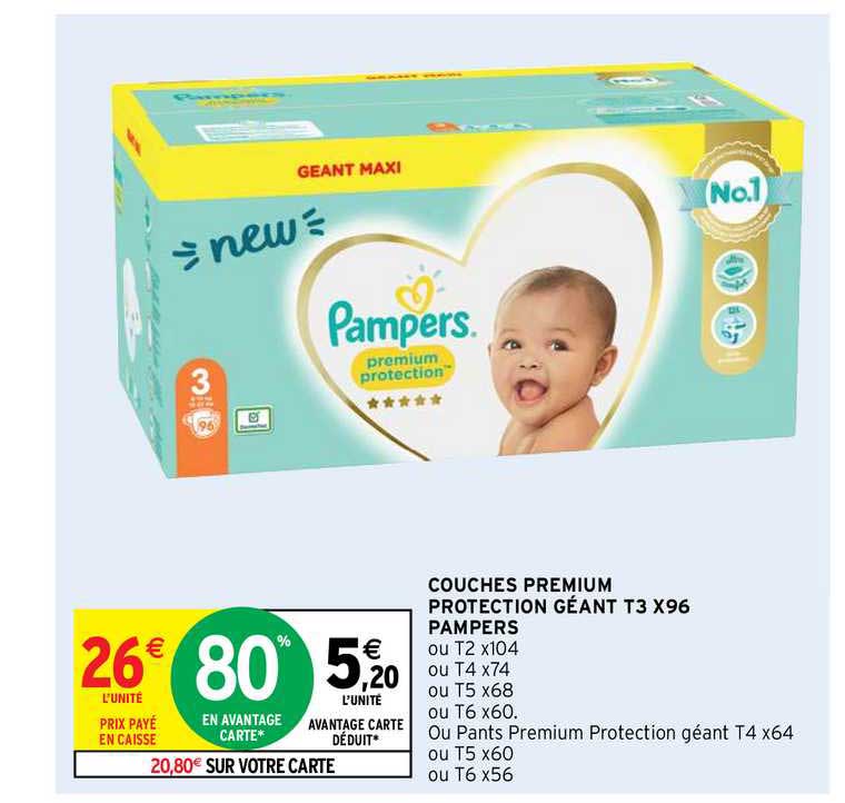 couches premium protection géant t3 x96 pampers