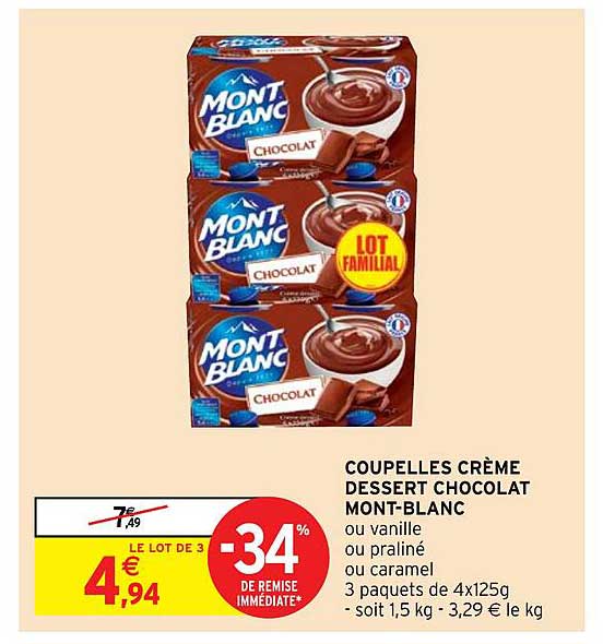 coupelles crème dessert chocolat mont-blanc