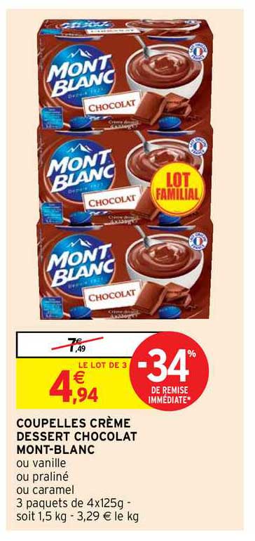 coupelles crème dessert chocolat mont-blanc