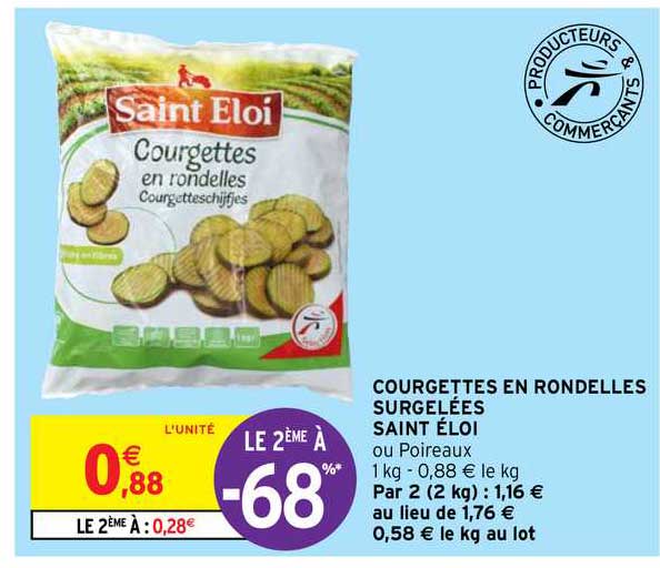 courgettes en rondelles surgelées saint éloi