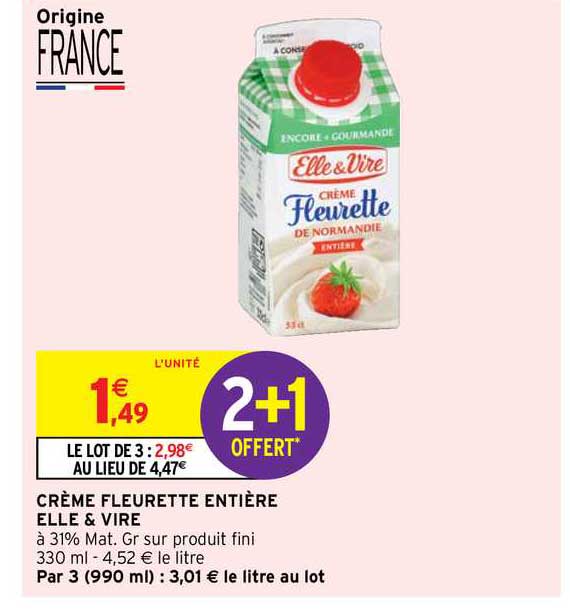 Crème Fleurette Entière Elle & Vire