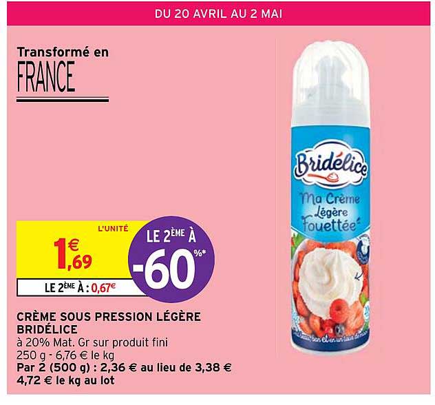 crème sous pression légère bridélice