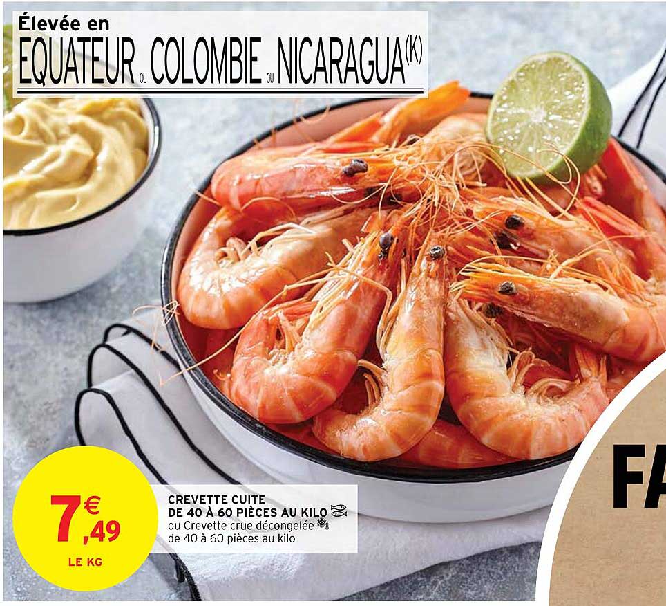 crevette cuite de 40 à 60 pièces au kilo