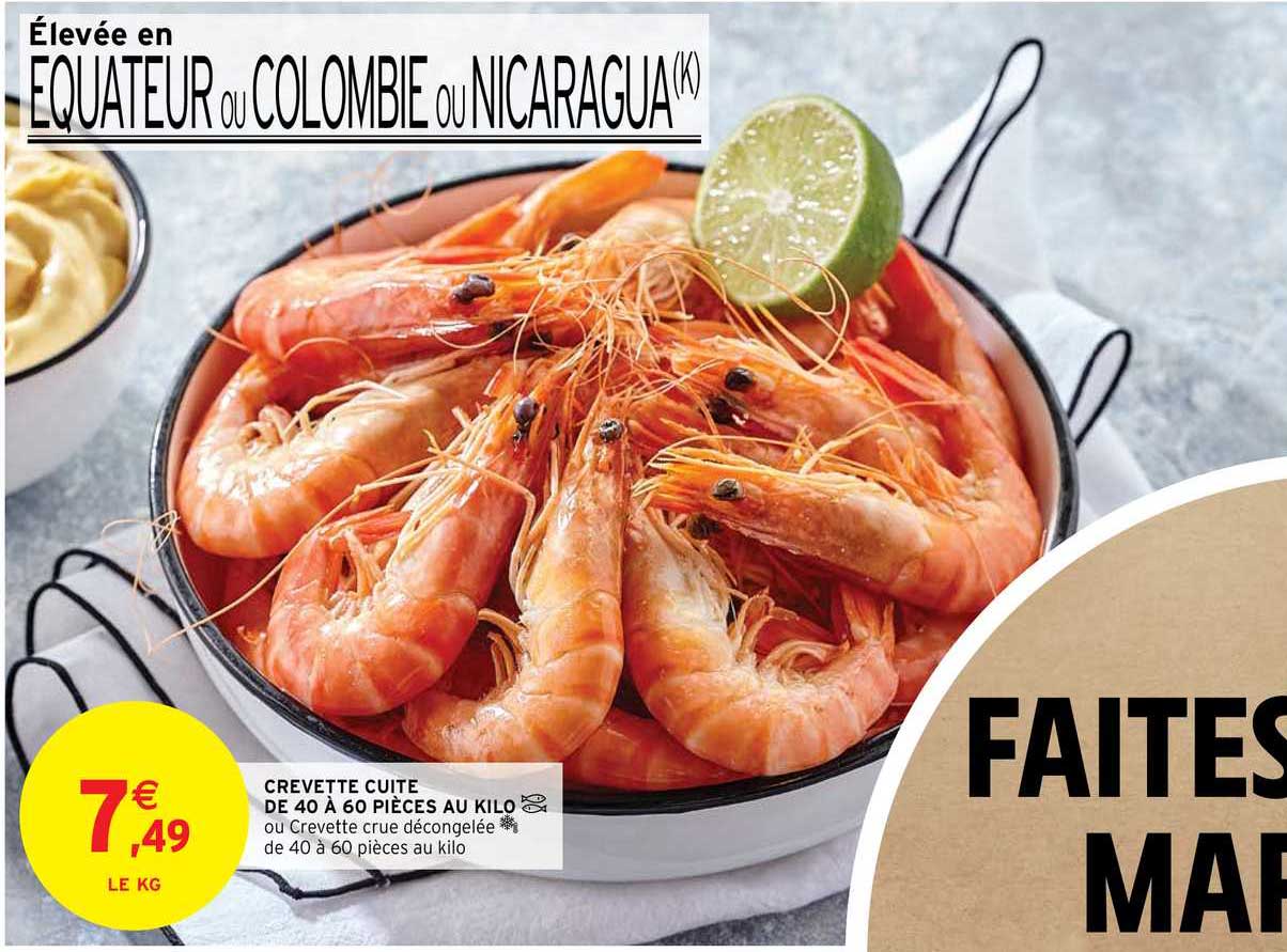 crevette cuite de 40 à 60 pièces au kilo