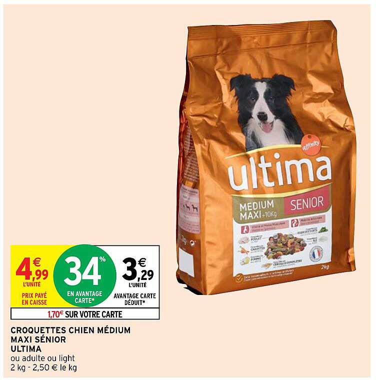 croquettes chien médium maxi sénior ultima