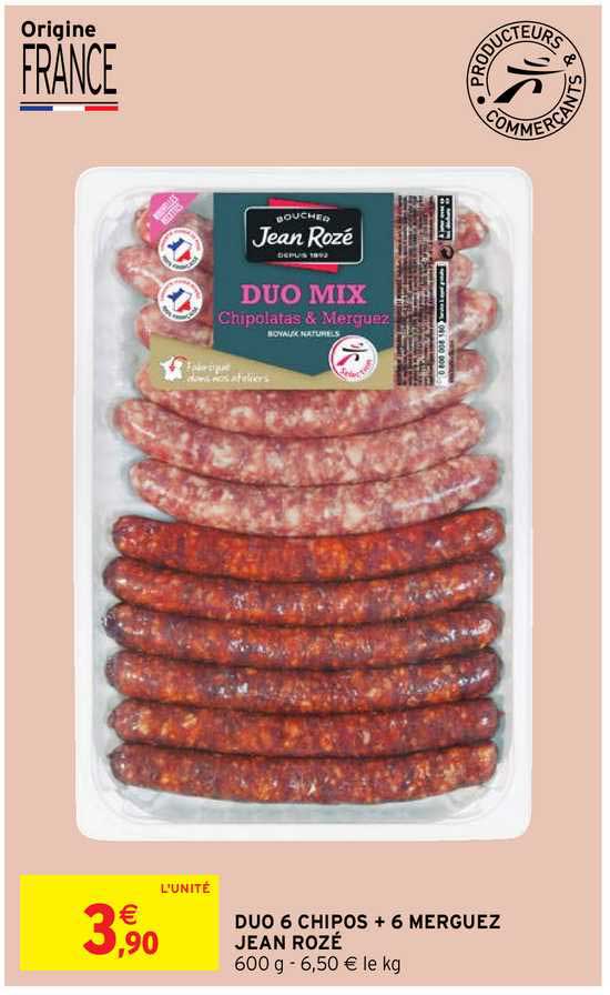 duo 6 chipos + 6 merguez jean rozé