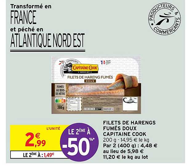 filets de harengs fumés doux capitaine cook