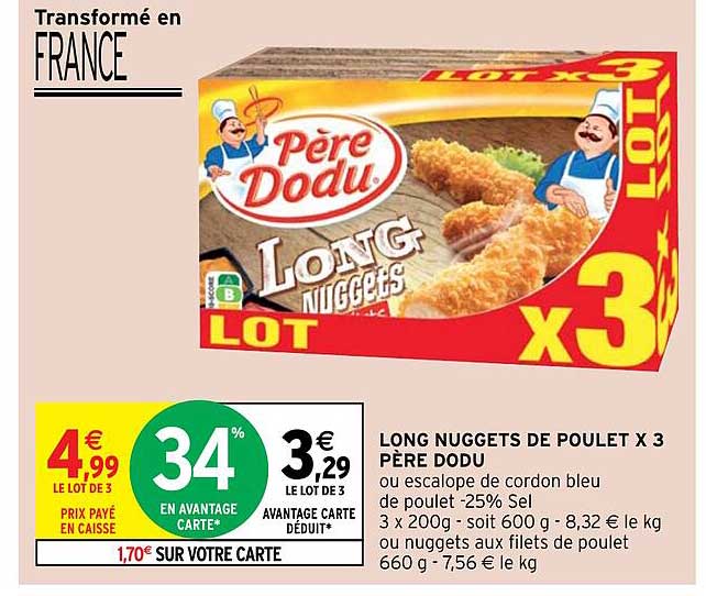 long nuggets de poulet x3 père dodu
